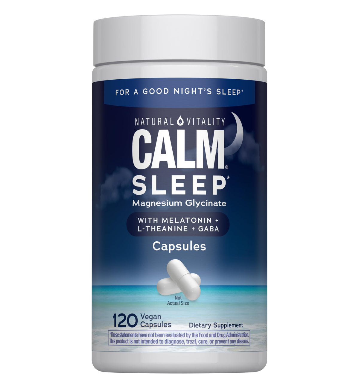 Flacon de capsules de magnésium Calm Natural Vitality 120 unités