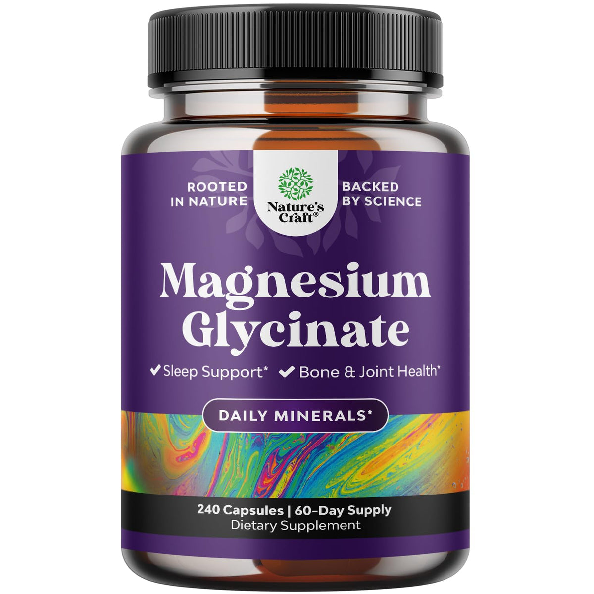 Flacon de capsules de magnésium glycinate 400mg Natures Craft