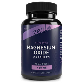 Flacon de capsules de magnésium oxyde 400mg Zeal Naturals vue de face