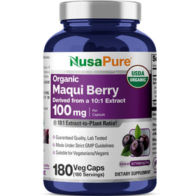Flacon de capsules de Maqui Berry bio NusaPure 100mg, 180 unités