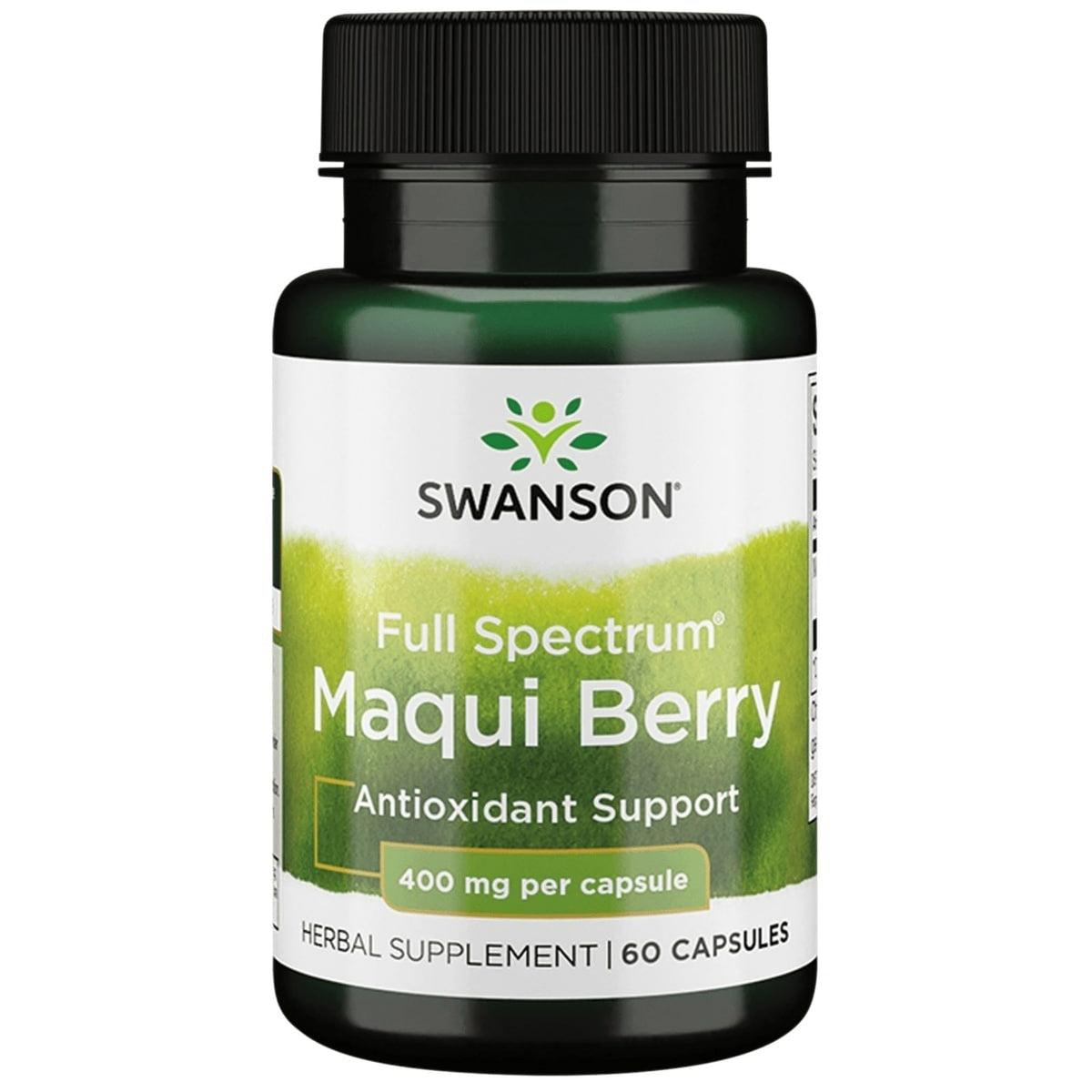 Flacon de capsules de Maqui Berry Swanson 400 mg vue de face