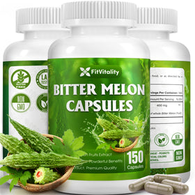 Flacon de capsules de melon amer FitVitality, 150 capsules