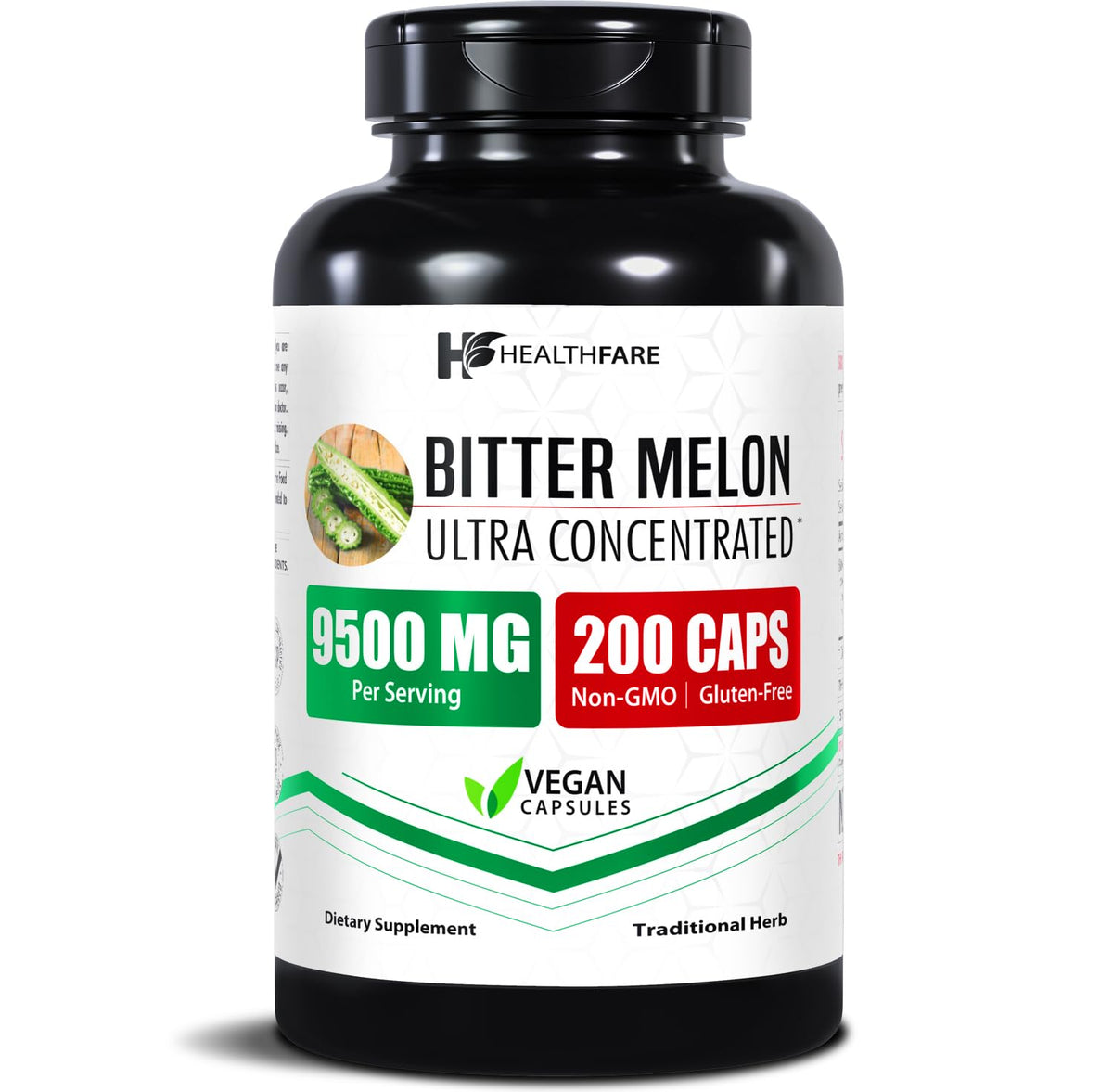 Flacon de capsules de melon amer Healthfare 200 végétales