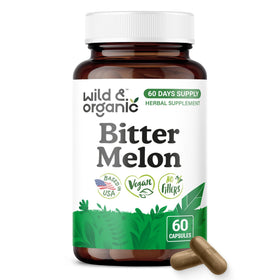 Flacon de capsules de melon amer Wild & Organic 500 mg, 60 comprimés