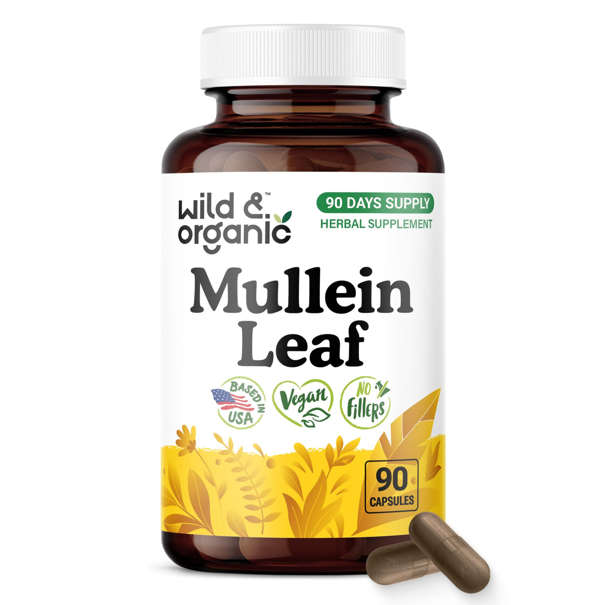 Flacon de capsules de molène Wild & Organic vue de face
