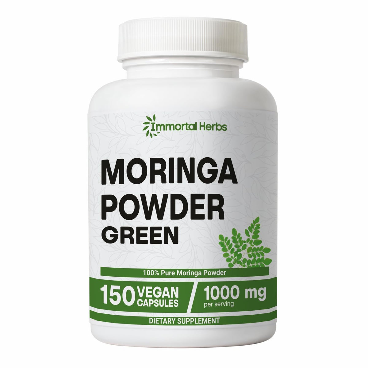 Flacon de capsules de Moringa 1000mg Immortal Herbs vue avant