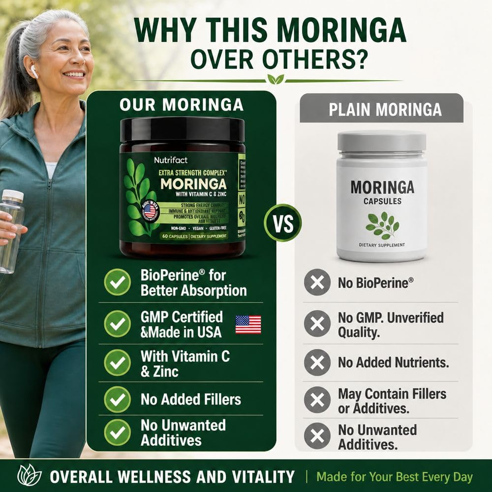 Flacon de capsules de moringa NutriFact ouvert