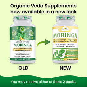 Flacon de capsules de Moringa Organic Veda avec étiquette