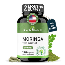 Flacon de capsules de Moringa Pure SANDHUHERBALS 120 unités