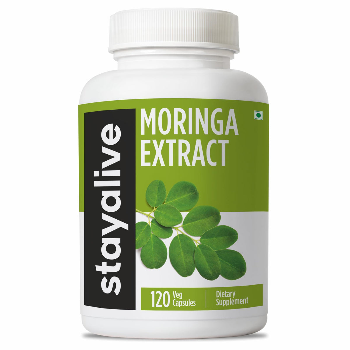 Flacon de capsules de Moringa STAY ALIVE 1000mg vue de face