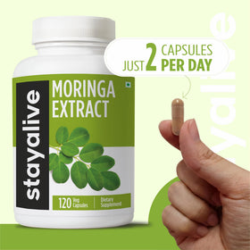 Flacon de capsules de Moringa STAY ALIVE avec dimensions