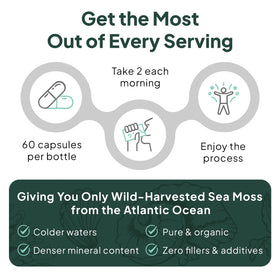 Flacon de Capsules de Mousse de Mer Bio Organics Ocean avec vue rapprochée de l'étiquette
