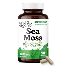 Flacon de capsules de mousse de mer Wild & Organic vue de face