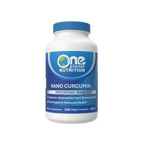 Flacon de capsules de Nano Curcumin 500 mg One Planet Nutrition, vue de face