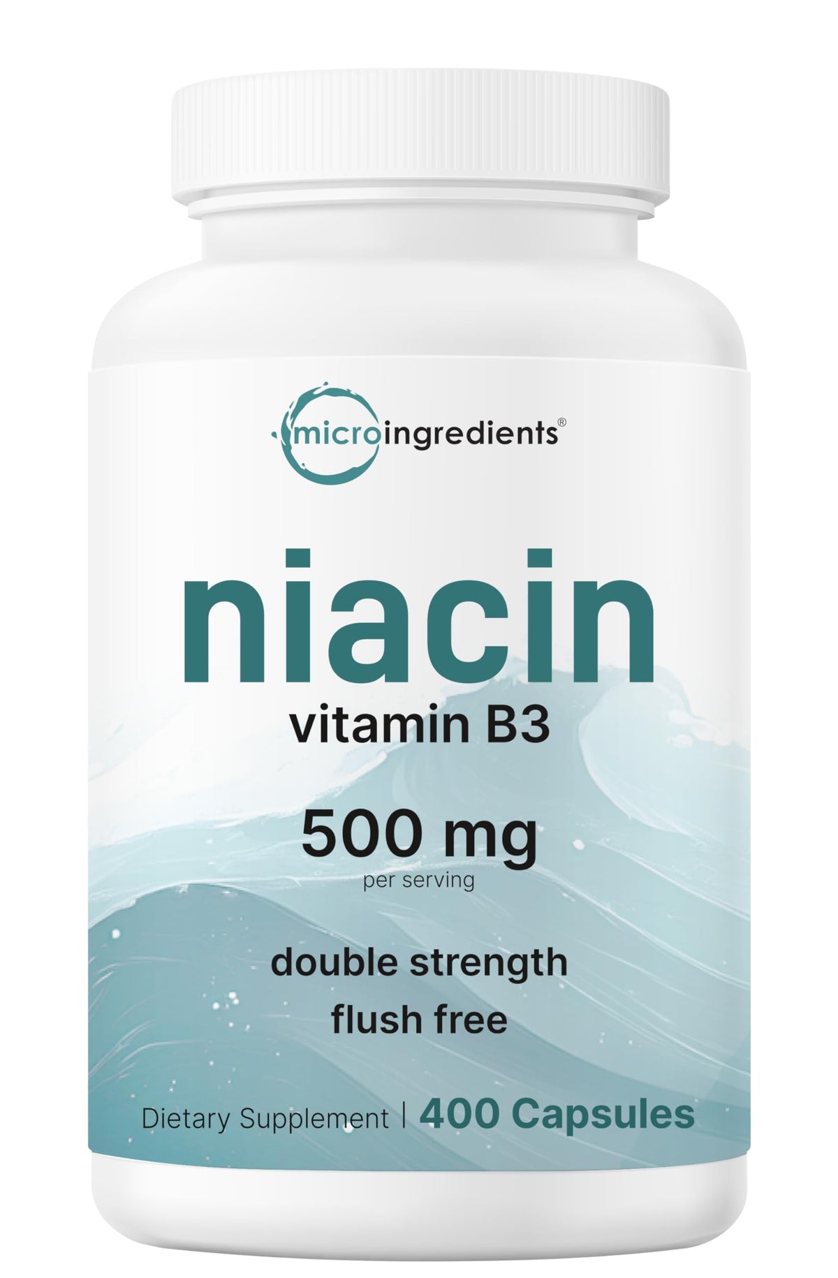 Flacon de capsules de Niacine 500mg Micro Ingredients vue de face