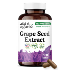 Flacon de capsules de pépins de raisin Wild & Organic de 180 capsules