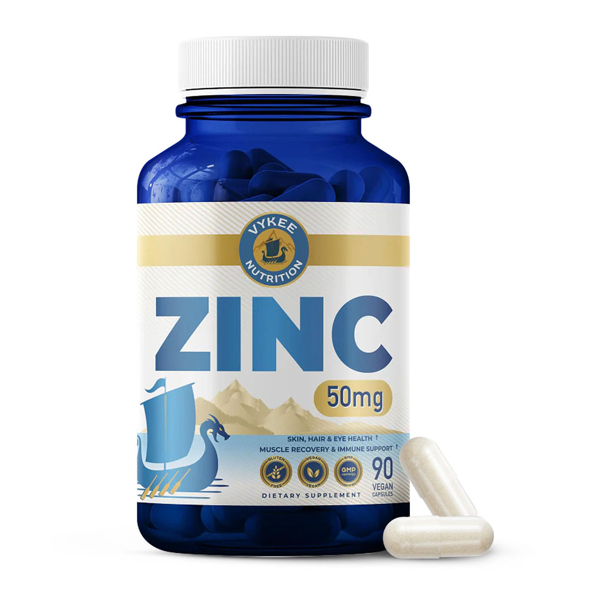 Flacon de capsules de picolinate de zinc 50 mg de Vykee Nutrition
