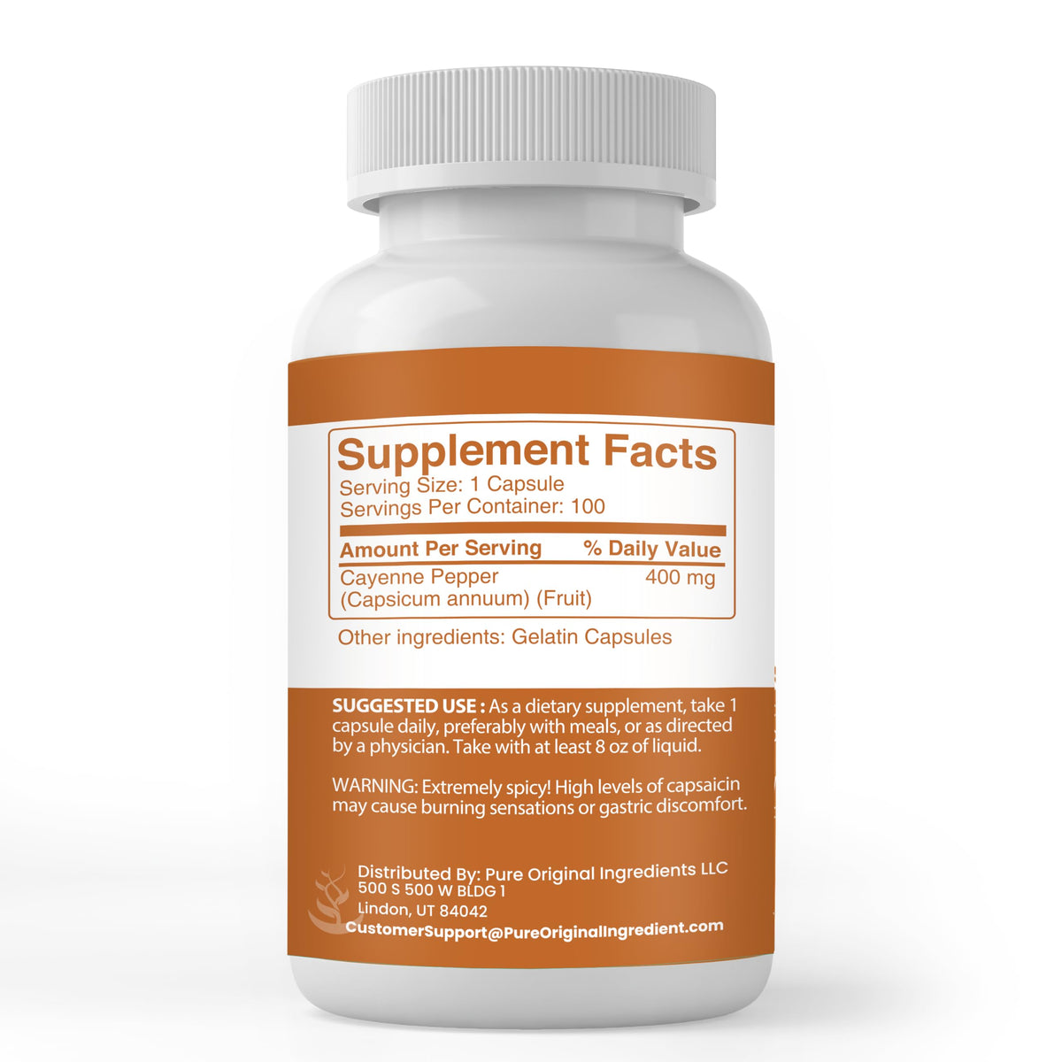 Flacon de capsules de piments de cayenne avec étiquette