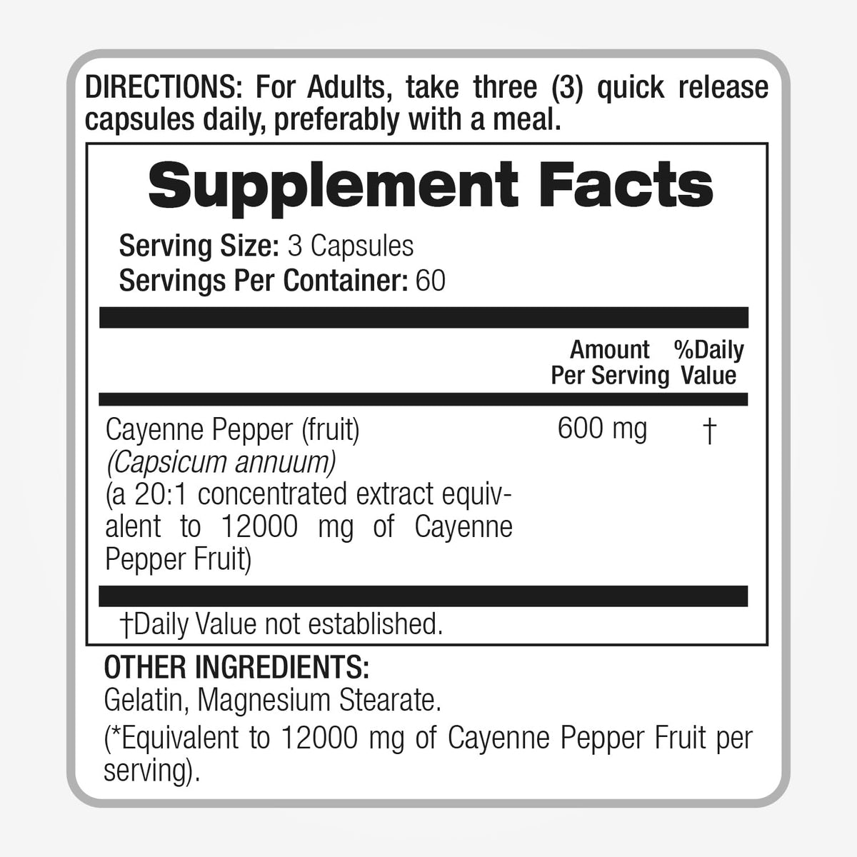 Flacon de capsules de poivre de cayenne FITO MEDIC'S avec étiquette visible