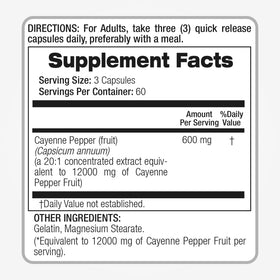 Flacon de capsules de poivre de cayenne FITO MEDIC'S avec étiquette visible