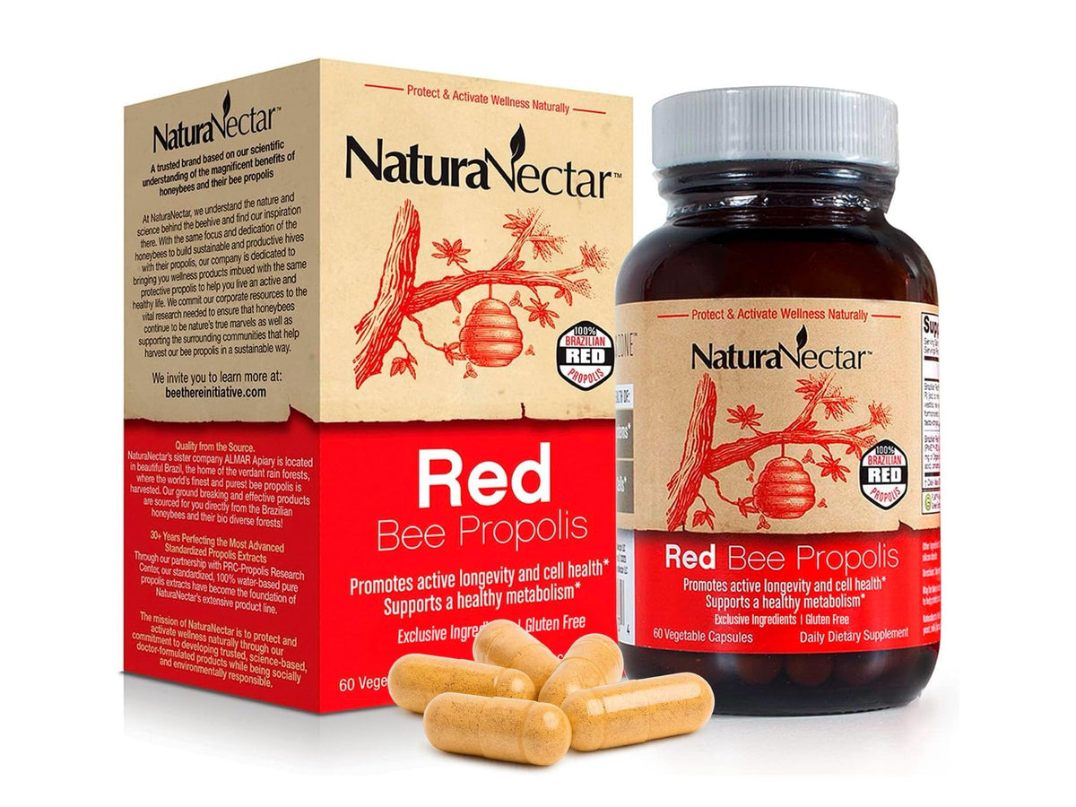 Flacon de capsules de Propolis Rouge NaturaNectar, 60 pcs