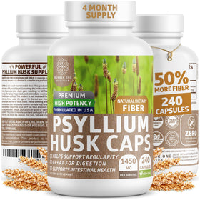 Flacon de capsules de psyllium 1450mg Number One Nutrition vue de face