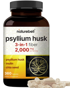 Flacon de capsules de psyllium husk NatureBell 360 capsules