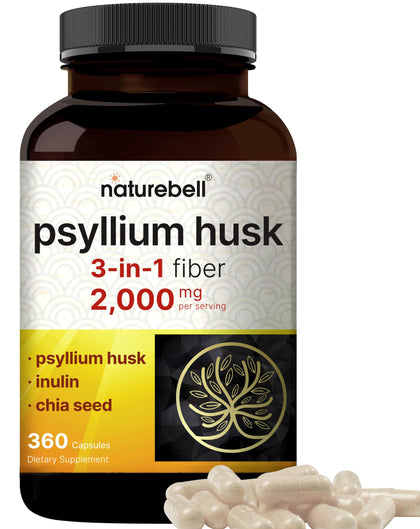 Flacon de capsules de psyllium husk NatureBell 360 capsules