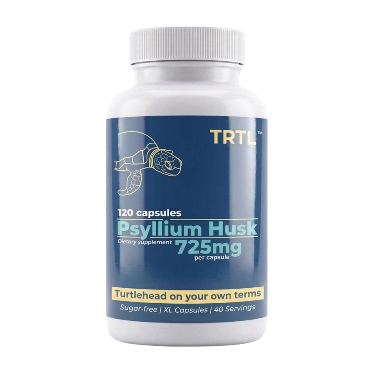 Flacon de capsules de psyllium TRTL Supplements 120 ct vue de face