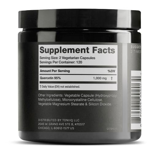 Flacon de capsules de quercétine Toniiq avec étiquette