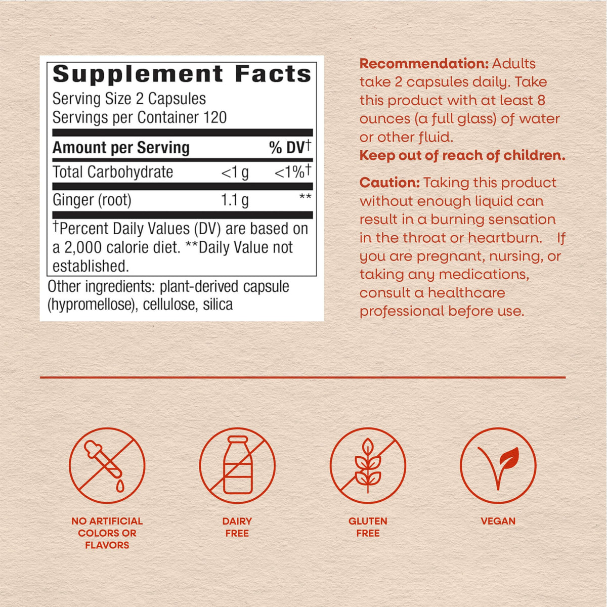 Flacon de capsules de racine de gingembre Nature's Way ouvert