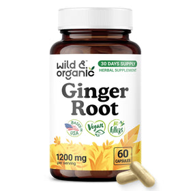 Flacon de capsules de racine de gingembre Wild & Organic 1200 mg