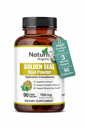 Flacon de capsules de racine de goldenseal Naturfi Organic 90 capsules