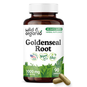 Flacon de capsules de racine de goldenseal Wild & Organic 1000mg