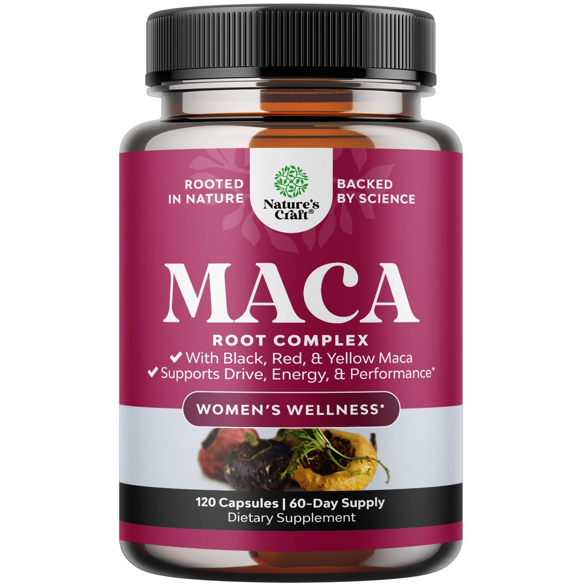 Flacon de capsules de racine de maca Natures Craft, 120 comprimés