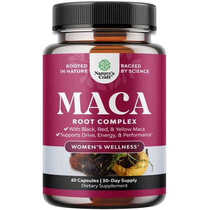 Flacon de capsules de racine de maca pour femmes Natures Craft, 60 comprimés