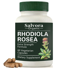 Flacon de capsules de Rhodiola Rosea Salvora Organic, 60 unités