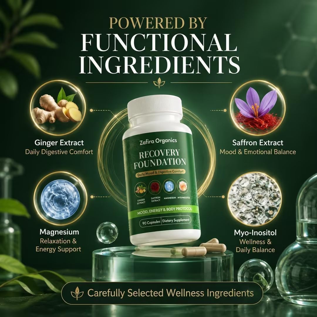 Flacon de Capsules de Safran Zafira Organics ouvert avec capsules visibles