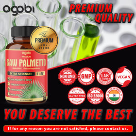 Flacon de capsules de Saw Palmetto Agobi ouvert montrant les capsules