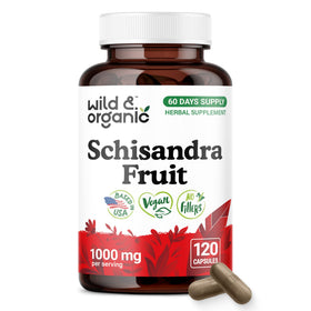 Flacon de capsules de Schisandra Wild & Organic 1000 mg, 120 comprimés