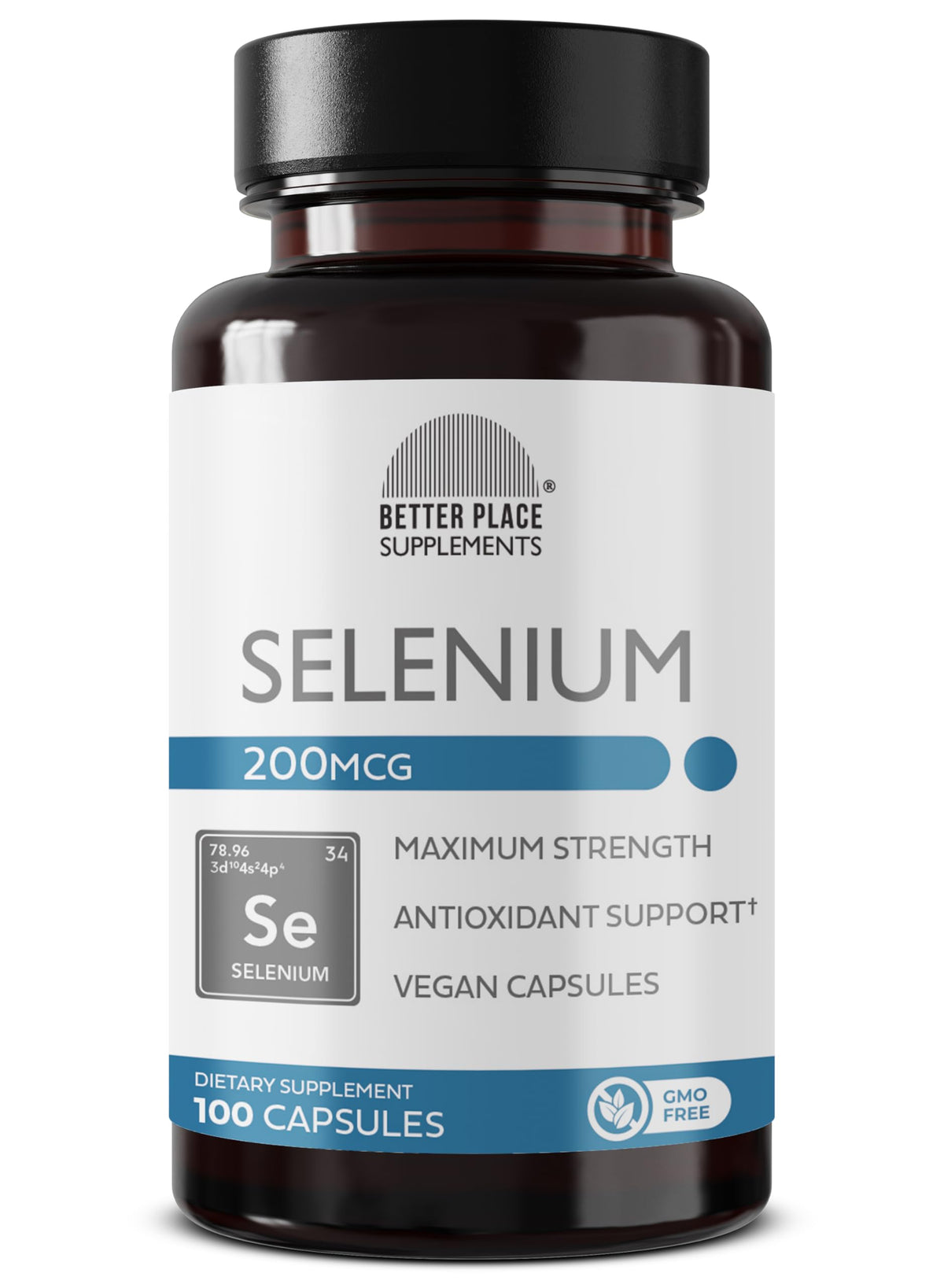 Flacon de capsules de sélénium BETTER PLACE ORGANICS 200mcg, 100 capsules
