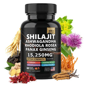 Flacon de capsules de Shilajit DCRWVCTON 9000 mg, vue de face