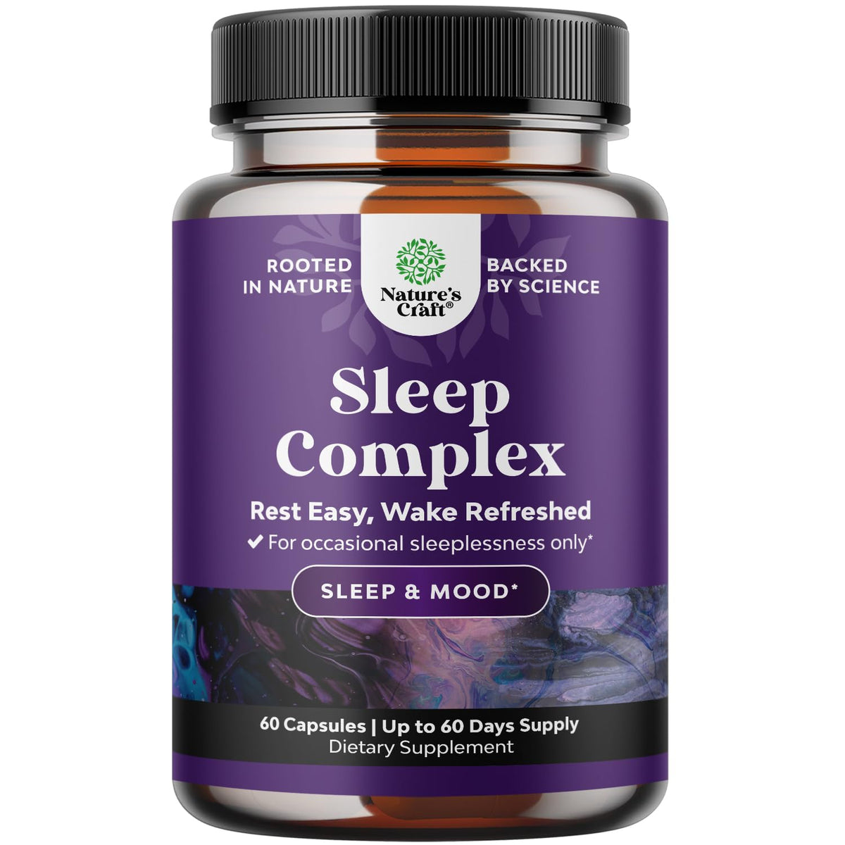 Flacon de capsules de soutien au sommeil Natures Craft 60 unités