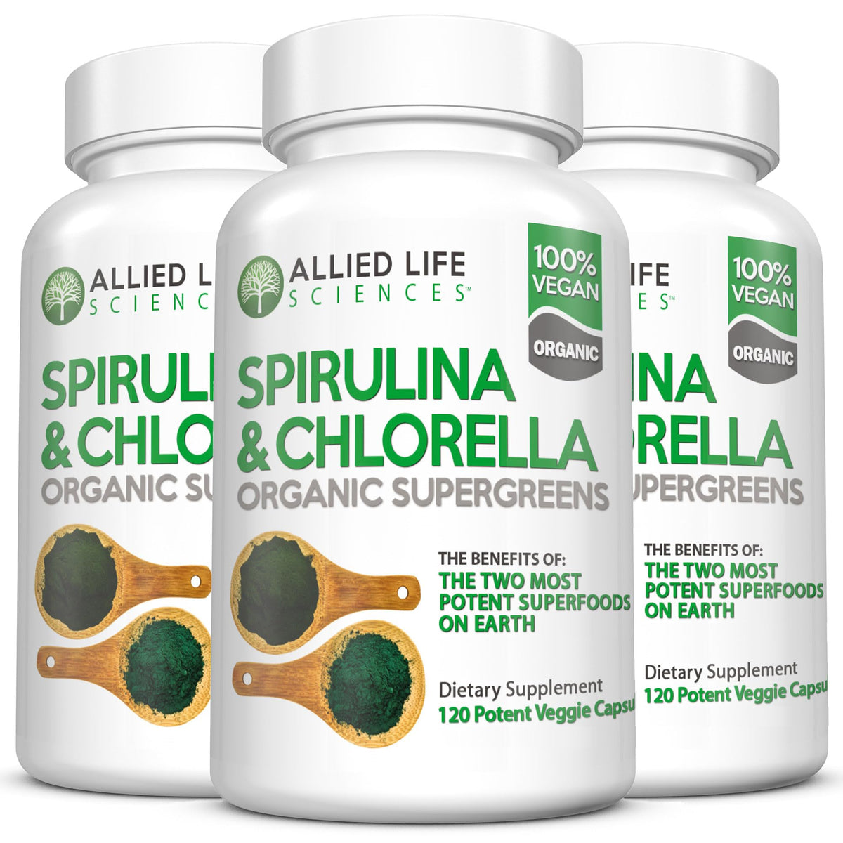 Flacon de capsules de Spiruline et Chlorelle ouvert