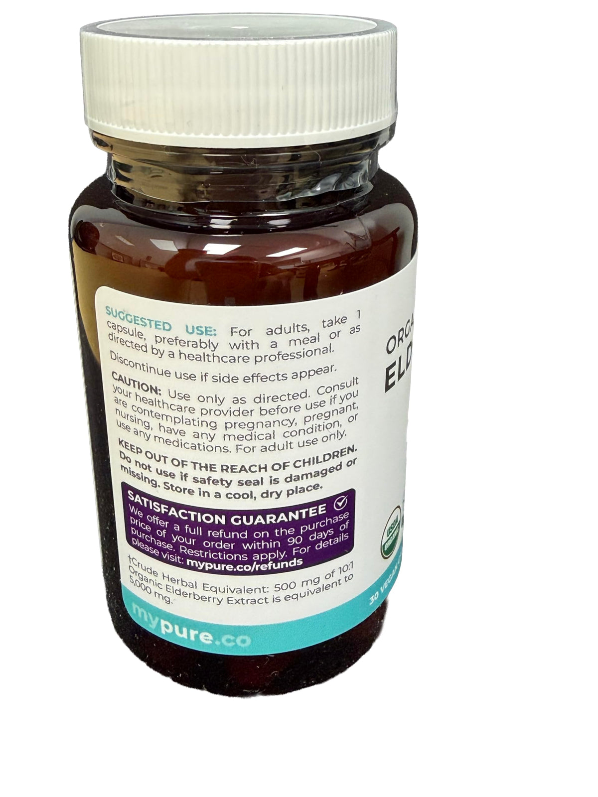 Flacon de capsules de Sureau Bio ouvert