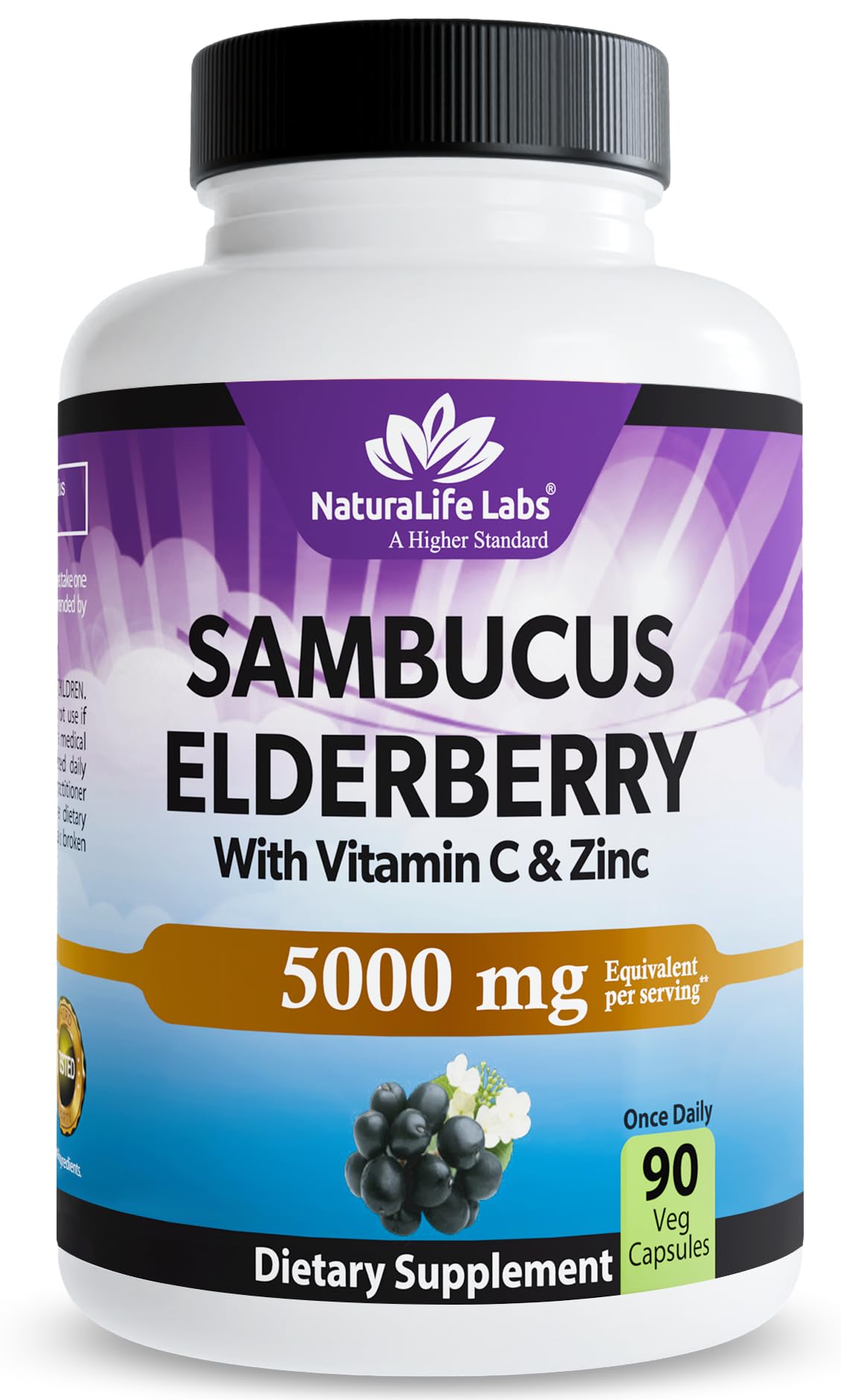 Flacon de capsules de sureau NaturaLife Labs avec 90 capsules végétales
