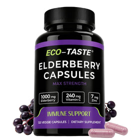 Flacon de capsules de Sureau Noir ECO-TASTE de 120 unités, vue de face
