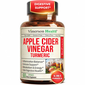 Flacon de capsules de vinaigre de cidre de pomme et curcuma Vimerson Health
