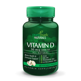 Flacon de capsules de Vitamine D 2000 UI Puremark vue de face