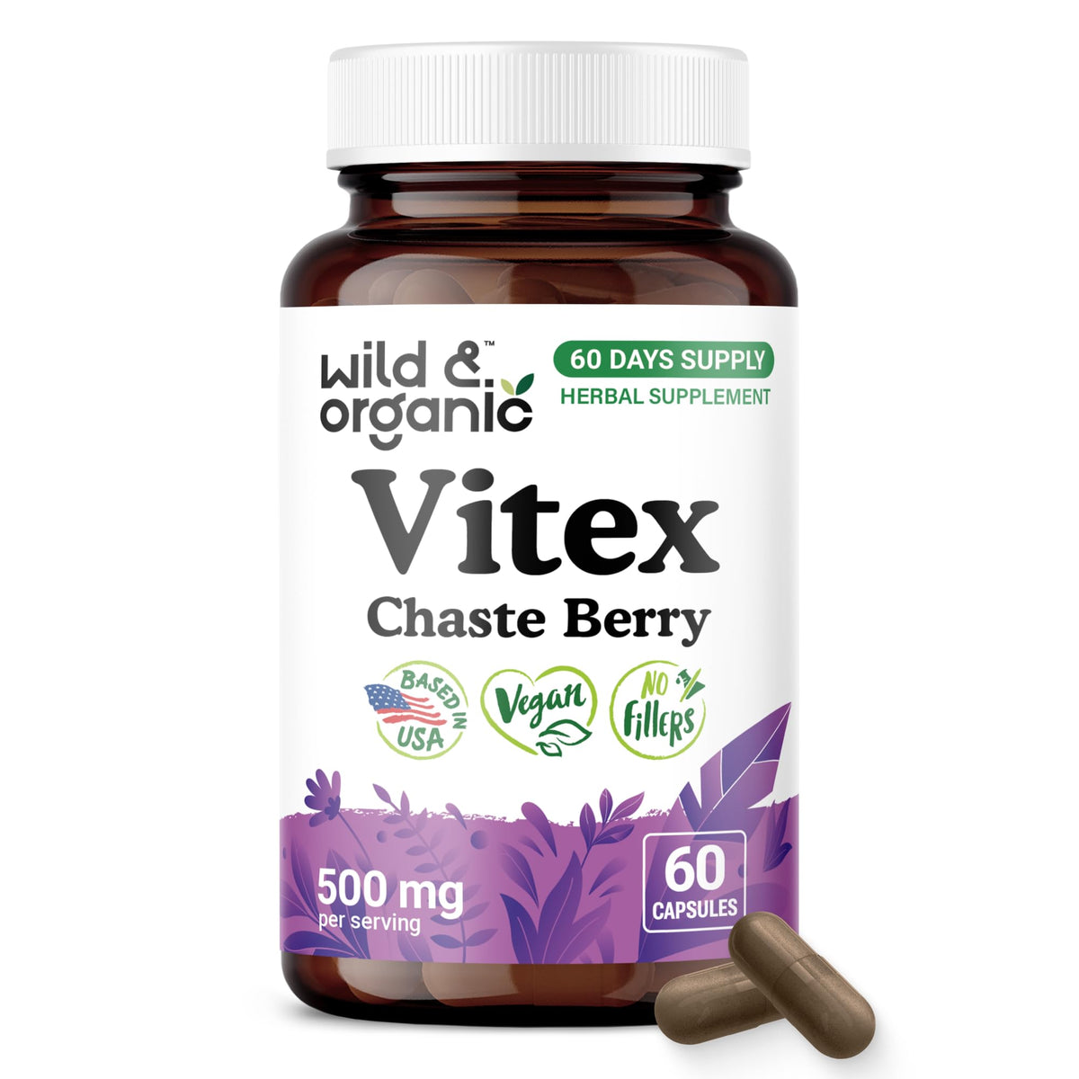 Flacon de capsules de Vitex Wild & Organic vue de face